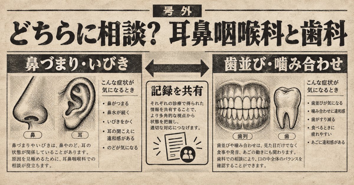 耳鼻咽喉科と歯科、どちらに先に相談しますか？